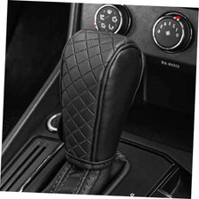 Leather Car Gear Shift Knob Cover, Anti-Slip Breathable Gear Stick Shift Black