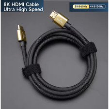 HDMI To HDMI Cable 2.1 Compatible 8K 4K Braided Ultra HD Cord 1M 2M 3M Long Lead