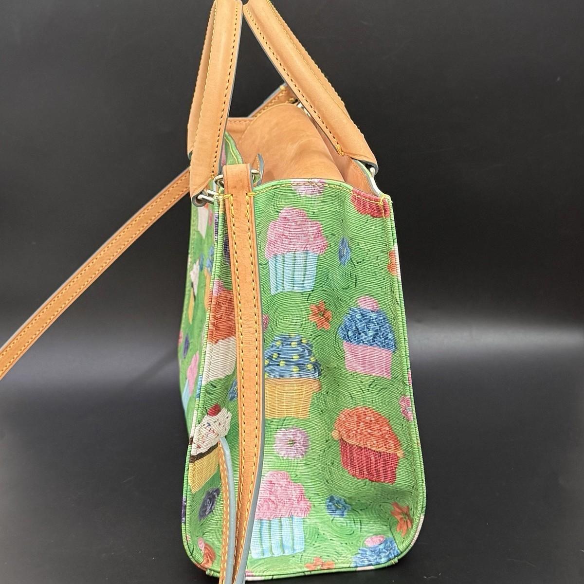 Rare DOONEY & BOURKE Kelly Green Cupcake Print Limited Edition