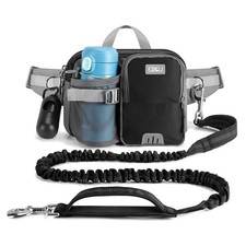 Hands Free Dog Leash with Phone Pouch, Water Bottle Holder - Adjustable Waist Be