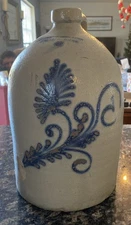 Rare Antique stoneware jug Nichols Boynton Burlington VT c 1857 cobalt 2 gal
