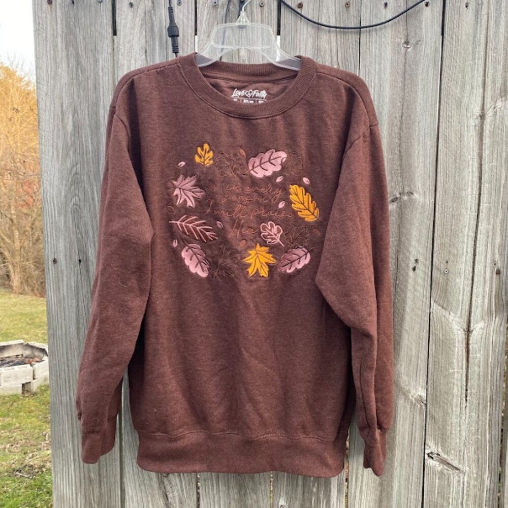 Leaf Design Brown Sweater - image 4