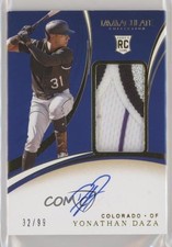 2020 Panini Immaculate Rookie 32/99 Yonathan Daza #161 Patch Auto fm0