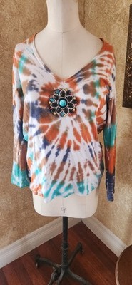 Unique Tie Dye Top IDI ByMathew. Bold Boho Y2K Bead Medaian Attached Multi Color