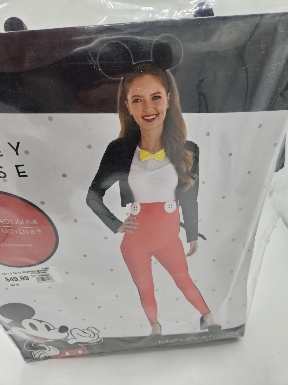 Disney MICKEY MOUSE Adult Ladies Medium (6-8) 3 Pcs Halloween Costume - NEW! image 2