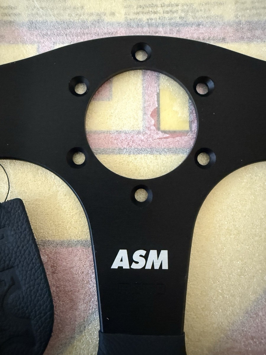 ASM Momo Tuner Steering Wheel 347mm Leather Red Stitch NEW JDM | eBay
