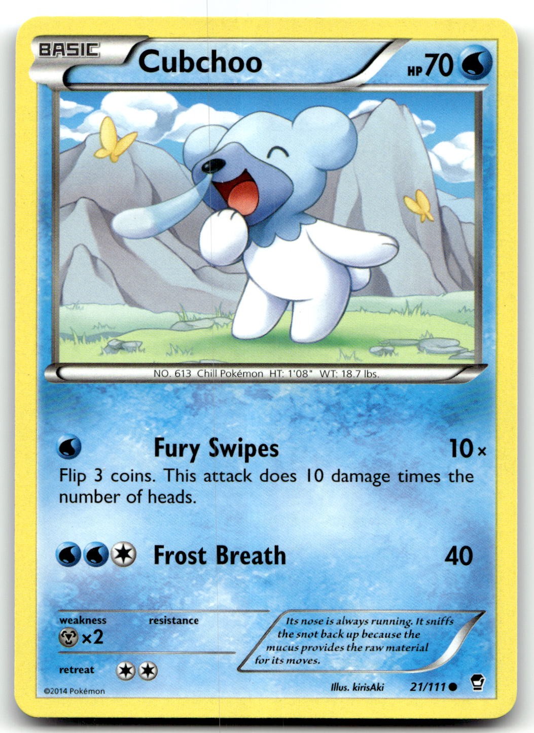 Cubchoo 21/111 XY - Furious Fists Common Normal Pokemon TCG MP