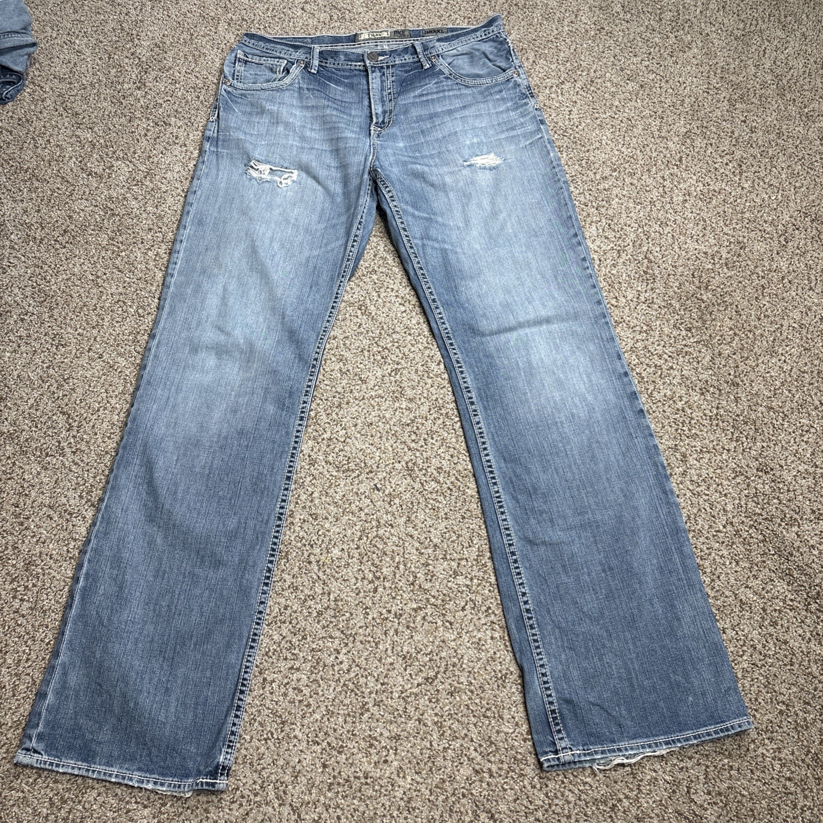 BKE Tyler Jeans Mens 38XXL Fits 37 D 47 Blue Denim Casual Distressed - main photo