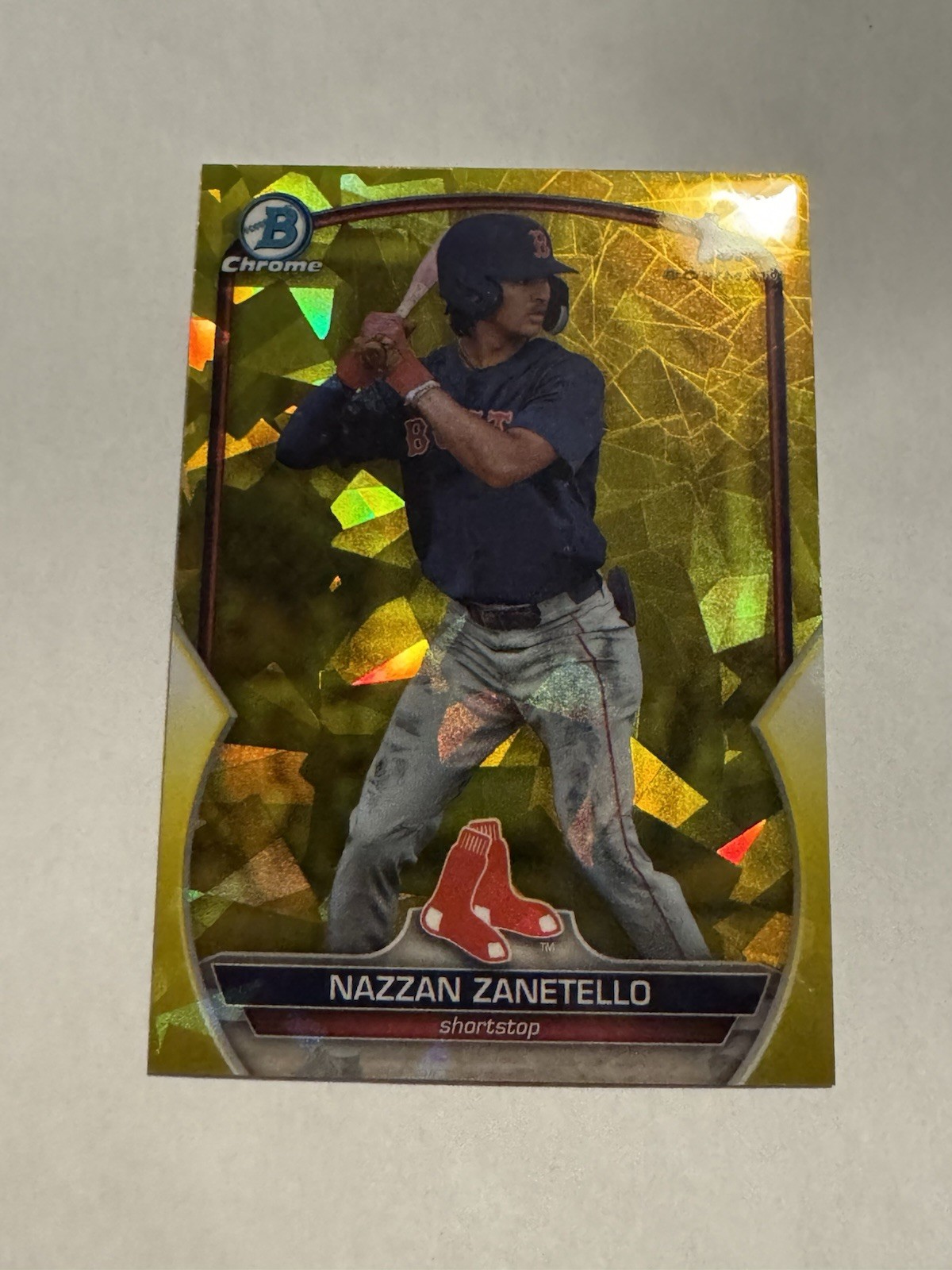2023 Bowman Draft Chrome Sapphire Nazzan Zanetello Yellow /75 Refractor 1st RC