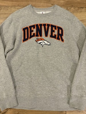 Denver Broncos Crewneck Sweatshirt Gray Medium Embroidered NFL Team Apparel
