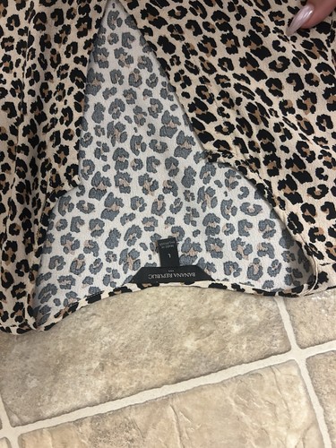 Banana Republic Leopard Print Midi Dress Long Sleeve V Neck Size Large - Picture 9 of 14