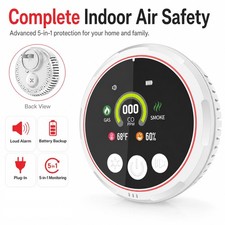 5-in-1 CO Detector with Smoke Natural Gas, Portable Plug-in Safety Alarm US