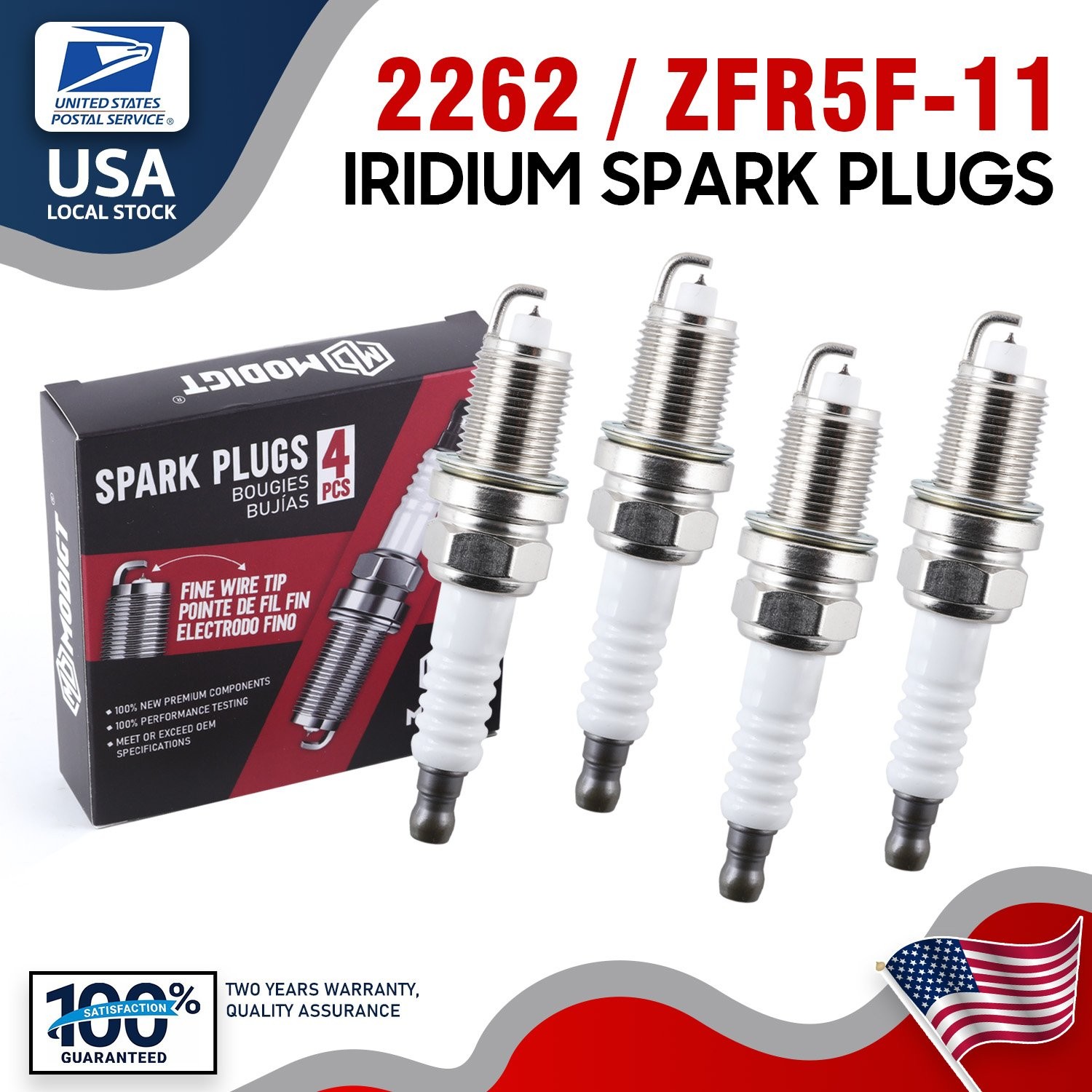 4 pcs Fit NGK 2262 ZFR5F-11 Iridium Spark Plugs for SP0ZFR5F11 RC9MC4 RC12MCC4