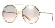 New CHLOE CH0041S 001 57mm Gold "2-in-1" Square Round Sunglasses Italy