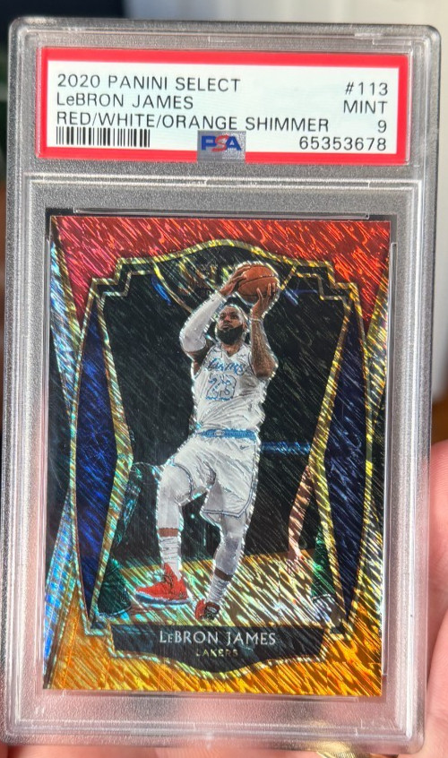 LeBron James 2020 Select Red White Orange Shimmer #113 PSA 9 Mint