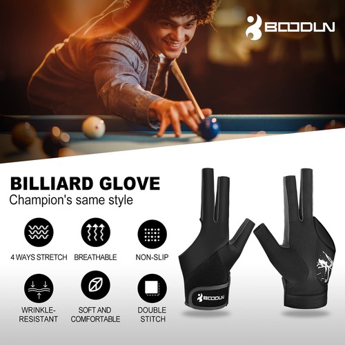 Billiard Pool Gloves for Left Hand 3 Finger, Splicing Process, Snooker Cue Sp... - Picture 2 of 7