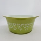 Vtg Lime Green Pyrex 474-B  1.5 qt Spring Blossom Crazy Daisy Casserole No Lid