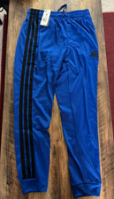 Adidas 3-Stripes Tricot Track Pants Blue Black Tapered Joggers Men  s Medium NWT