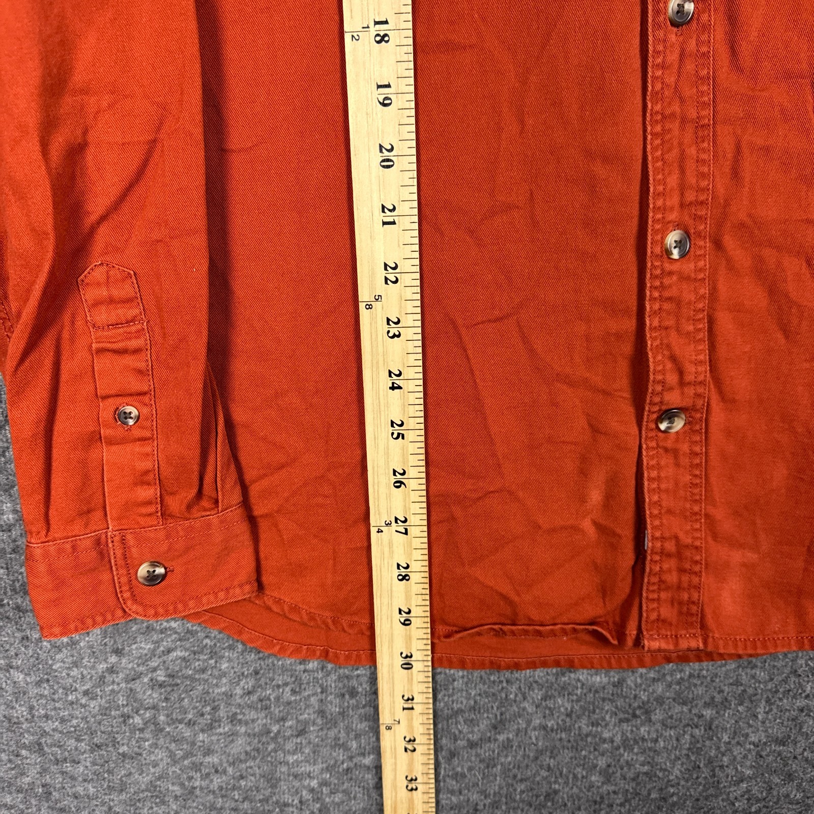 Frank And Oak Shirt Mens Medium Orange Washed Worker Long Sleeve Button Pockets