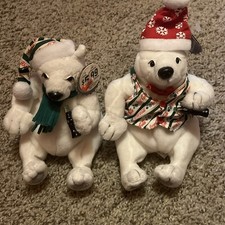 Vintage 1999 Coca Cola collectibles Polar Bear Beanie Plush Lot 2
