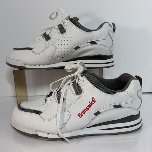 BRUNSWICK Men's Size 11 Rebel White Leather Bowling Shoes Sneakers Nice! EUC