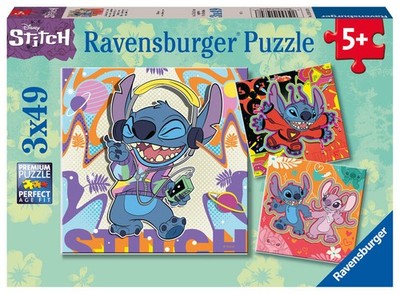Kinderpuzzle 3x49 Teile - Disney Stitch - Einfach nur spielen