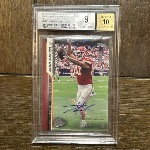 2015 Topps Field Access Adrenaline Rush Red Travis Kelce Auto True 1/1 Beckett 9