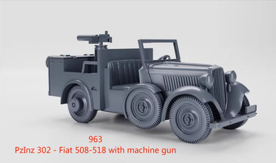 3D Printed 1/72 Polish Pzinz 302 - Fiat 508-518 with Machine Gun Unpainted Model