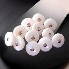 12 NEW Vintage 10mm WHITE MOTHER of PEARL ~MOP~ PIN SHANK BUTTONS 