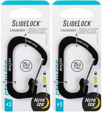 Nite Ize SlideLock Stainless Steel Carabiner 3 - Black 2-Pack 