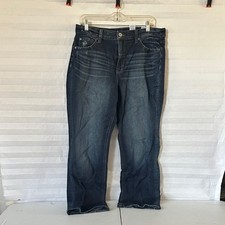 Time and Tru Dark Women's High Rise Blue Straight Leg Jeans Size 14