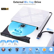 Unità Blu Ray Esterna, USB 3.0 & Type-C Lettore Masterizzatore Blu-ray 3D, DVD/CD/BD Leggi