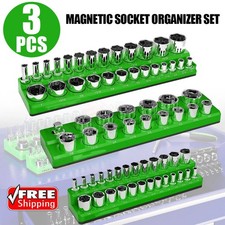 3-piece Sae 12 38 14 Drive Magnetic Socket Organizer Storage Holder Set