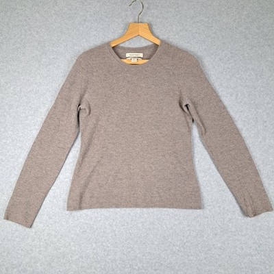 Ellen Tracy 100% Cashmere Sweater Long Sleeve Pullover Brown Size S Crewneck 