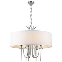 HäNgeleuchte Metall Stoff D: 70 Cm Rund Nickel Weiß E14 Modern Pendelleuchte