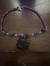 Amethyst Necklace with Pendant Natural Vintage Purple