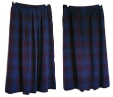 VTG 80's Pendleton USA Plaid Wool Skirt Teal Purple Midi Classic SZ 10 Preppy
