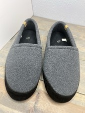 Men  s Slippers Fleece Moccasin Acorn Brand Mock Wool Sz 12-13 Hard Sole Gray