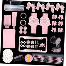 38 Pcs Pink Car Accessories Set for Women Bow Car Accessories Pink Seat Belt