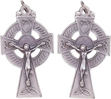 Needzo Celtic Cross Pendants – Irish Crucifix Medals, Italy Made, 1.75", 2 Pack