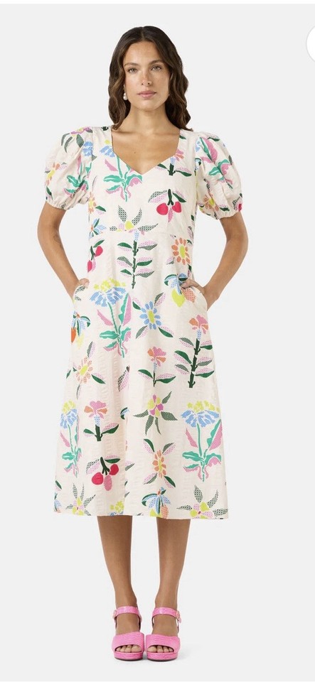 Gorman EUC Stencil Garden Midi Dress Size 16