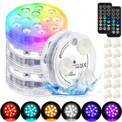 Pool Lights Submersible LED Light with Remote, Waterproof Pond Lights with Up...