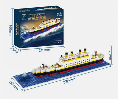 Titanic - Mini-Building Blocks RMS Titanic 607 Pieces w Iceberg completed no box