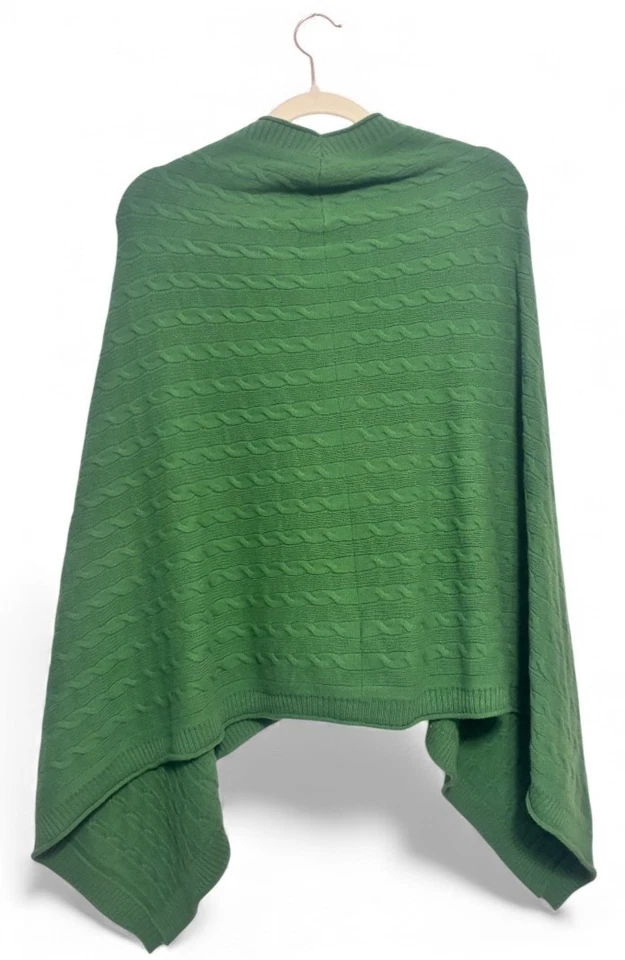 Usado en Excelente Condición Vince Kelly Verde Suéter Poncho Cachemira Talla Única ¡Precioso! Foto 2 de 4