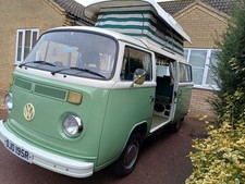 Green T2 VW Bay Window Camper Van