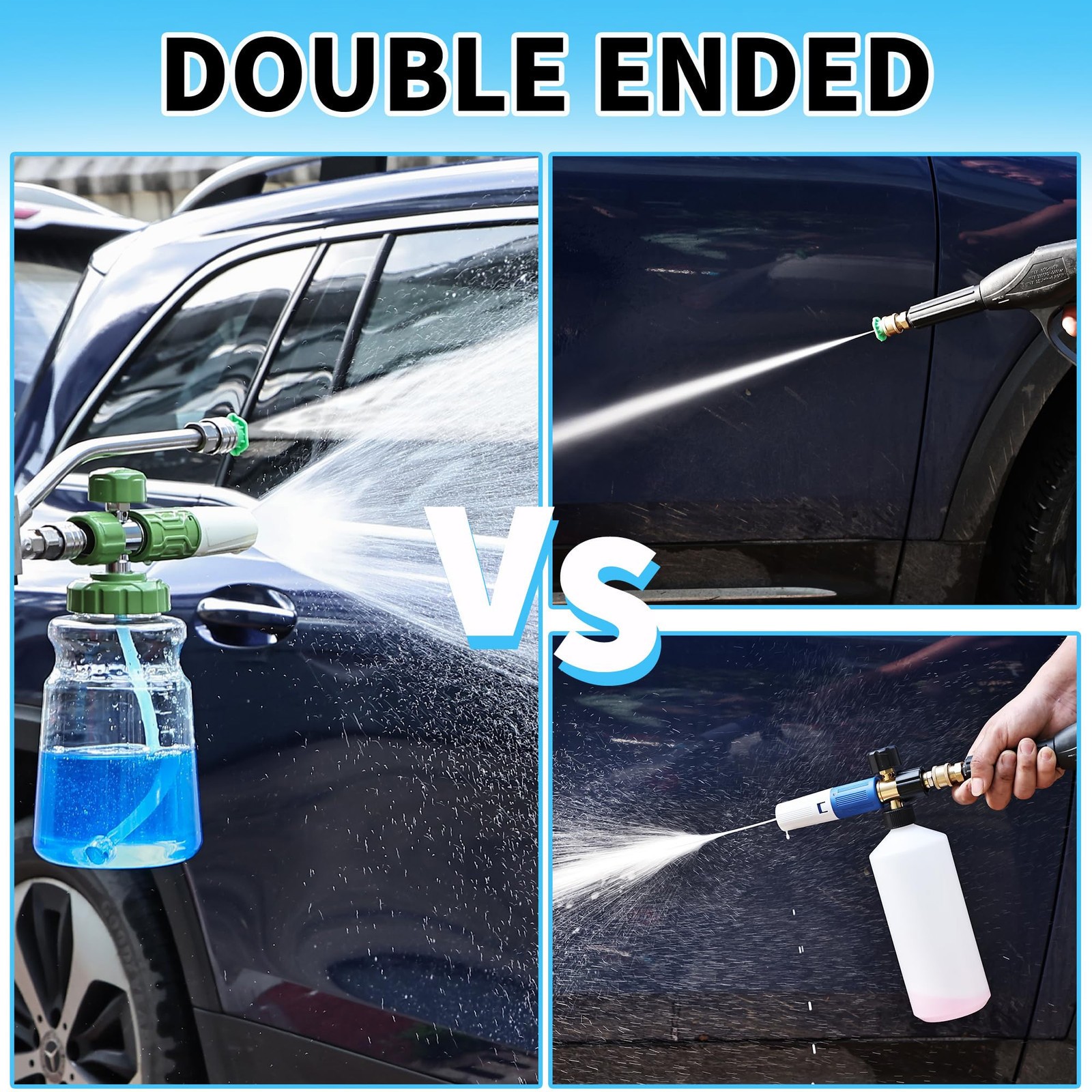 Dual Valve Foam Cannon Dual Spray Gun Stainless Steel Foam Lance with 5 Nozzles