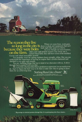 1982 John Deere Lawn Tractor: Born on the Farm Vintage Print Ad