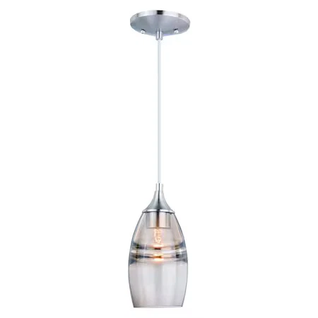VAXCEL P0276 Milano Satin Nickel Mini Pendant Ceiling Light Amber Fog Glass - Picture 1 of 9