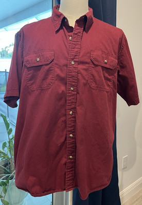 WRANGLER Premium Quality Shirt Mens XL Burgundy button Western Cowboy Workwear