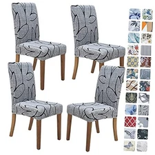  Chair Covers for Dining Room Set of 4, Stretch Dining Chair 4 PACK Lotus Gray